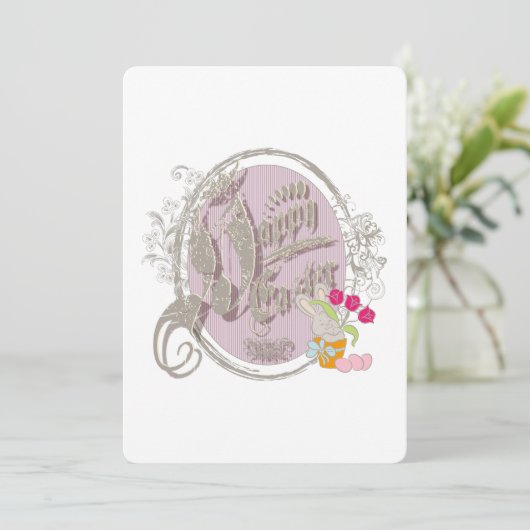 Happy Pasen - Kaart Uitnodiging (Staand voorkant)