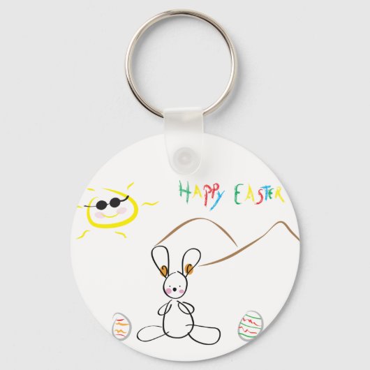 Happy Pasen Kinder tekening Sleutelhanger (Voorkant)