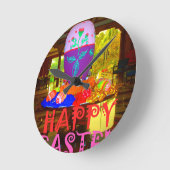 Happy Pasen kleuren Ronde Klok (Hoek)