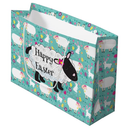 Happy Pasen Lamb Groot Cadeauzakje (Voorkant Gekanteld)