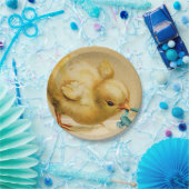  Happy Pasen met Blauwe Bloemen Papieren Bordje (Feest)