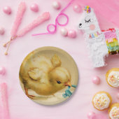  Happy Pasen met Blauwe Bloemen Papieren Bordje (Feest)