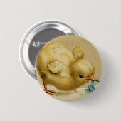 Happy Pasen met Blauwe Bloemen Ronde Button 5,7 Cm (Voorkant /achterkant)