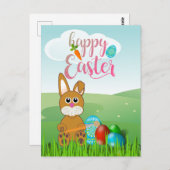Happy Pasen met Bunny Rabbit Kinder Briefkaart (Voorkant / Achterkant)