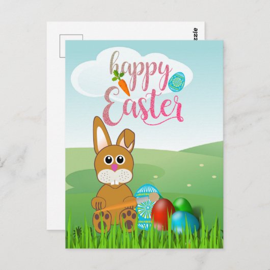 Happy Pasen met Bunny Rabbit Kinder Briefkaart (Voorkant / Achterkant)