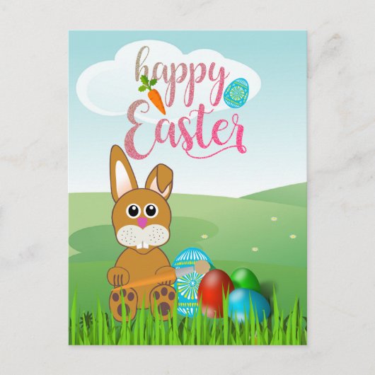 Happy Pasen met Bunny Rabbit Kinder Briefkaart (Voorkant)