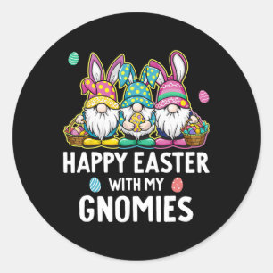 Happy Pasen met mijn Gnomies meisjes Kinder vrouwe Ronde Sticker