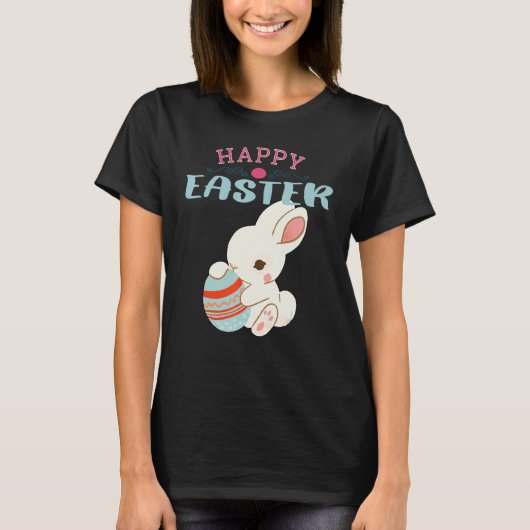 Happy Pasen met suikerkonijn 4 T-shirt (Voorkant)