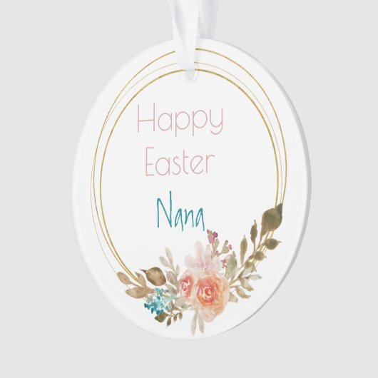 Happy Pasen Nana Geometric Floral Cirkel Ornament (voorkant)