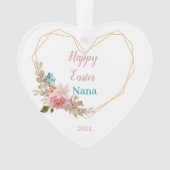 Happy Pasen Nana Geometric Floral Heart Ornament (voorkant)