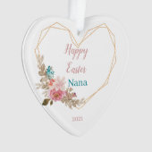 Happy Pasen Nana Geometric Floral Heart Ornament (voorkant)