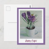 Happy Pasen paars kroont  kunst Briefkaart (Voorkant / Achterkant)