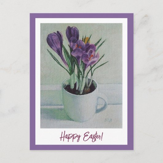 Happy Pasen paars kroont  kunst Briefkaart (Voorkant)