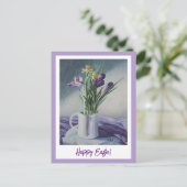 Happy Pasen paars kroont kunst Briefkaart (Staand voorkant)