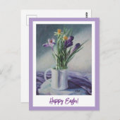 Happy Pasen paars kroont kunst Briefkaart (Voorkant / Achterkant)