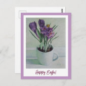 Happy Pasen paars kroont kunst Briefkaart (Voorkant / Achterkant)