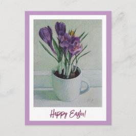 Happy Pasen paars kroont kunst Briefkaart