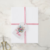 Happy Pasen pastel roze lente bloem boeket Cadeaulabel (Met Touw)