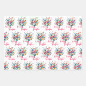 Happy Pasen pastel roze lente bloem boeket Inpakpapier Vel (Voorkant 2)