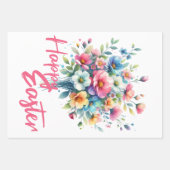 Happy Pasen pastel roze lente bloem boeket Inpakpapier Vel (Voorkant)