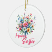 Happy Pasen pastel roze lente bloem boeket Keramisch Ornament (Links)