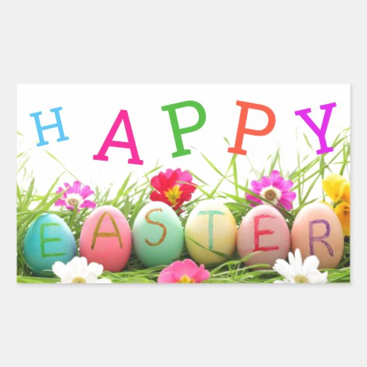 Happy Pasen Rechthoekige Sticker (Voorkant)