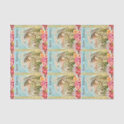 Happy Pasen Typografie Angel Lamb Tissuepapier (Voorkant)