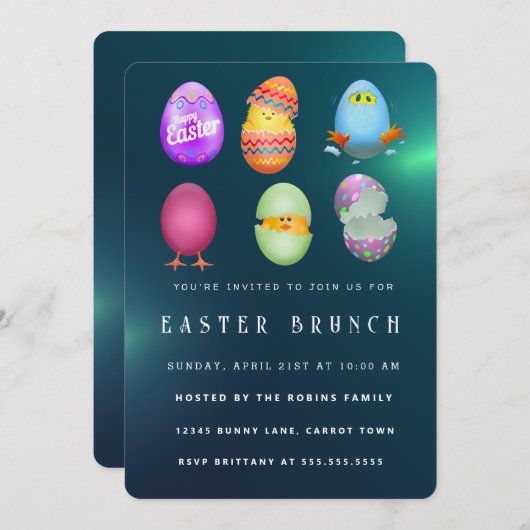 Happy Pasen Uitnodiging (Voorkant / Achterkant)