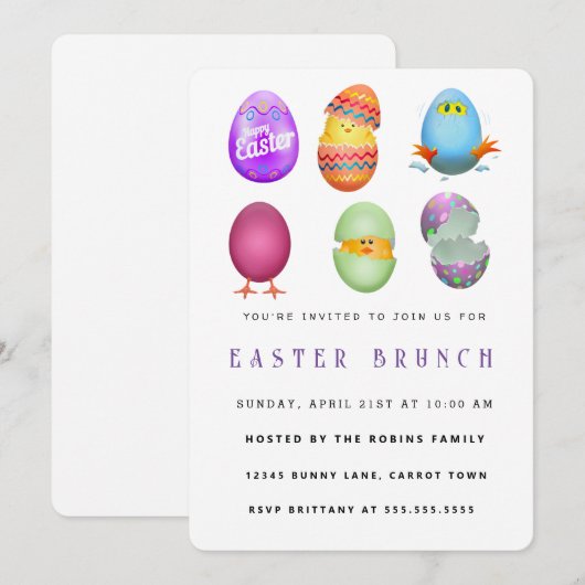 Happy Pasen Uitnodiging (Voorkant / Achterkant)