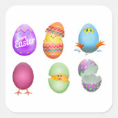 Happy Pasen Vierkante Sticker (Voorkant)