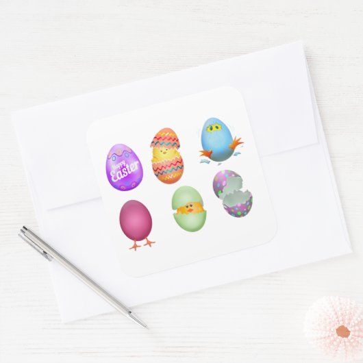 Happy Pasen Vierkante Sticker (Envelop)