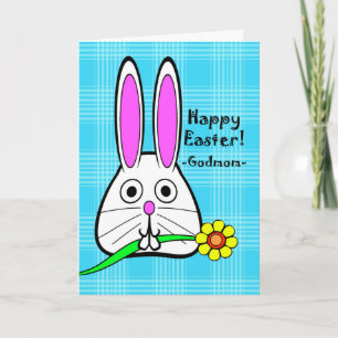 Happy Pasen voor Godmam Cute Rabbit met Flower Feestdagen Kaart