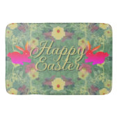 Happy Pasen w/Bunnies Bloemen Groene Badmat (Voorkant)