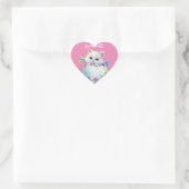 Happy Pasen White Kitten met bloemen Hart Sticker (Tas)