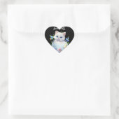 Happy Pasen White Kitten met bloemen Hart Sticker (Tas)