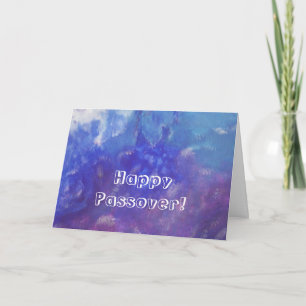 Happy Passover Blue Paars Abstract Paincard Kaart