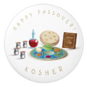Happy Passover Bord Kosher Pesach Keramische Knop (Voorkant)