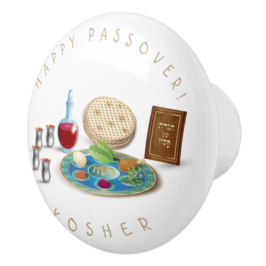 Happy Passover Bord Kosher Pesach Keramische Knop (Rechts)