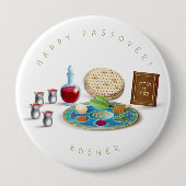 Happy Passover Bord Kosher Pesach Ronde Button 4,0 Cm (Voorkant)