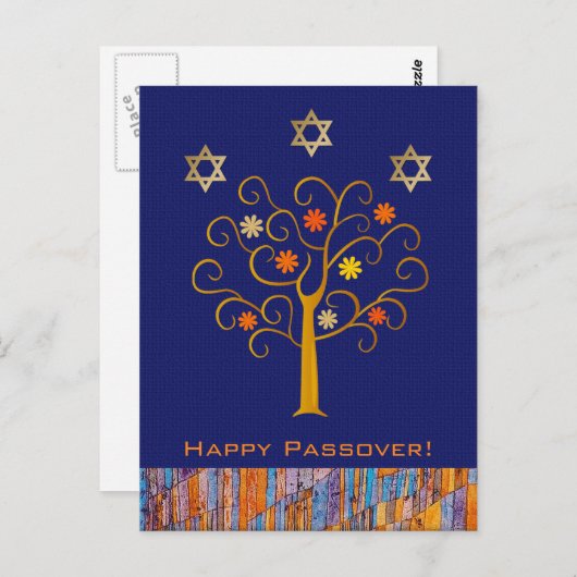 Happy Passover. Briefkaart van de bloeiende lente (Voorkant / Achterkant)