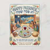 Happy Passover Chag Pesach Sameach Colorful Folk Briefkaart (Voorkant)