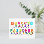 Happy Passover Cute Cartoon Diverse Kinder Tekst Briefkaart (Staand voorkant)