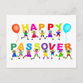 Happy Passover Cute Cartoon Diverse Kinder Tekst Briefkaart