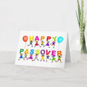 Happy Passover Cute Cartoon Diverse Kinder Tekst Kaart