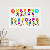 Happy Passover Cute Cartoon Diverse Kinder Tekst Poster (Keuken)