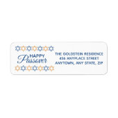 Happy Passover Elegant Blue en Gold Star van David Etiket (Voorkant)
