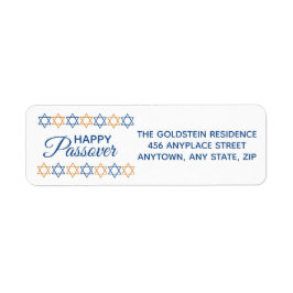 Happy Passover Elegant Blue en Gold Star van David Etiket