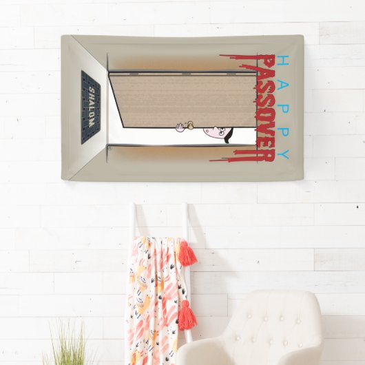 Happy Passover Exodus Cartoon Greeting Spandoek (Insitu)