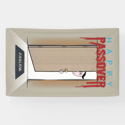 Happy Passover Exodus Cartoon Greeting Spandoek (Horizontaal)