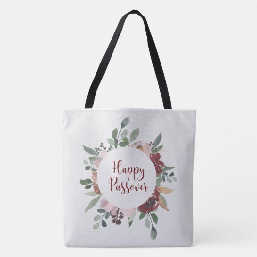 Happy Passover Floral Passover Art Tote Bag (Voorkant)